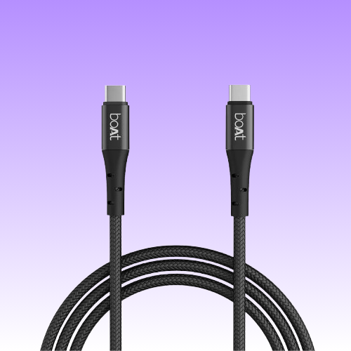 boAt Type-C Cable w/ 60W/3A PD Fast Charging & 480 Mbps Data Transmission - Type-C C300 (Black)