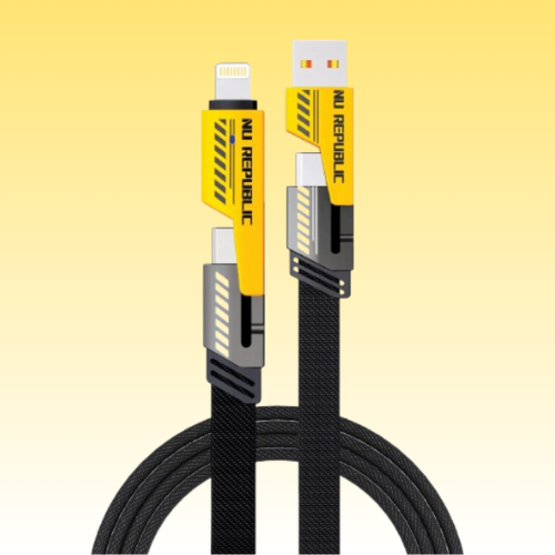 Nu Republic Blaze Fusion-Q 100W 4In1 Braided Charging Cable (Usb-A To Type-C2C, To Type-L, Grey)